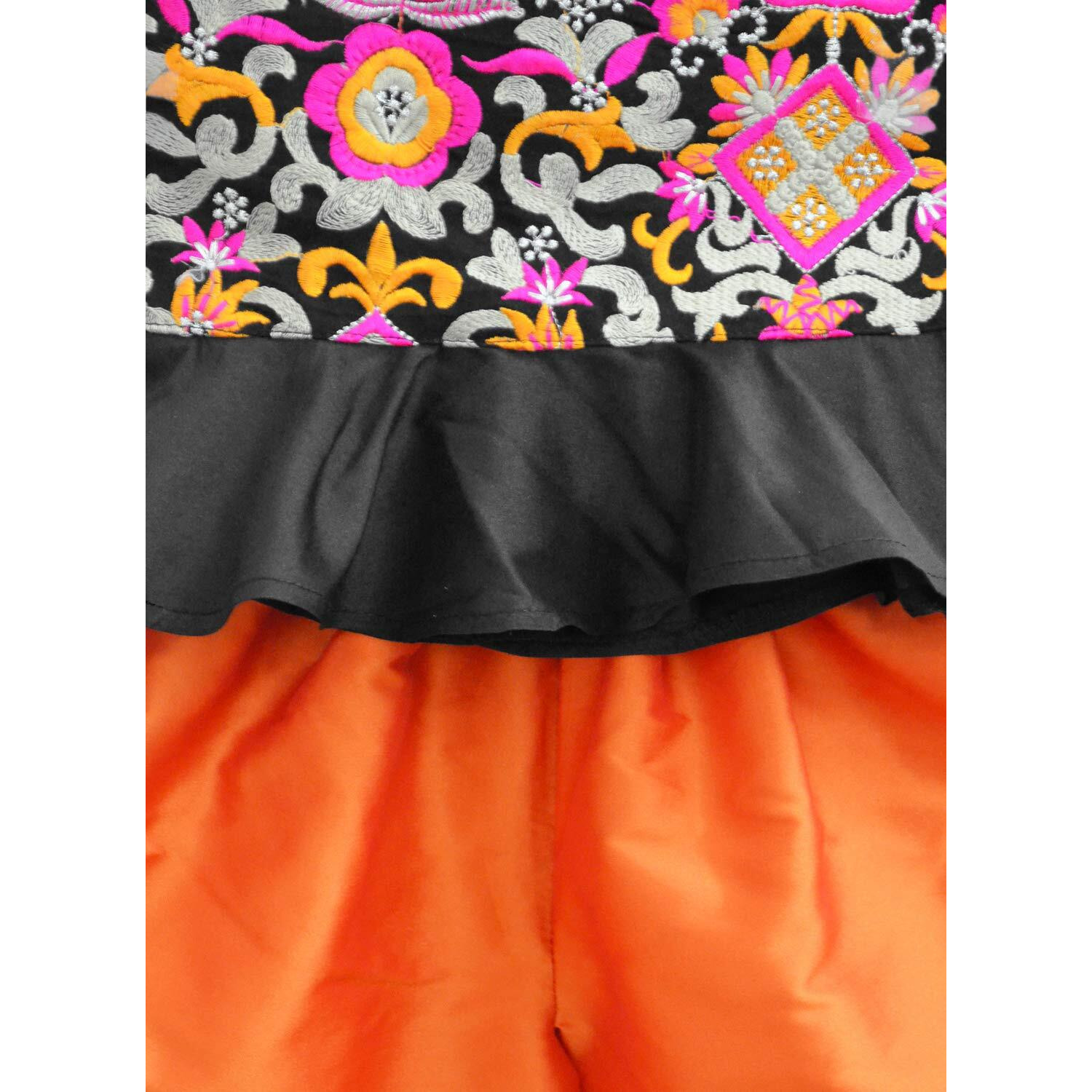 A.T.U.N. Baby Girl's Synthetic Ethnicwear (Gkls Taf Blo_Black-Orange_1-2 Years)
