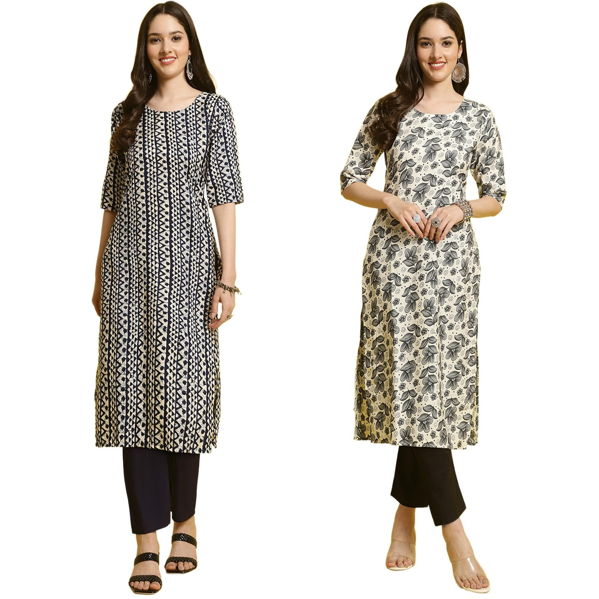 Tee Projekt Crepe Kurti & Pant Set For Women Ll Pack Of 2 Kurta Set Ll Traditional Kurta Set