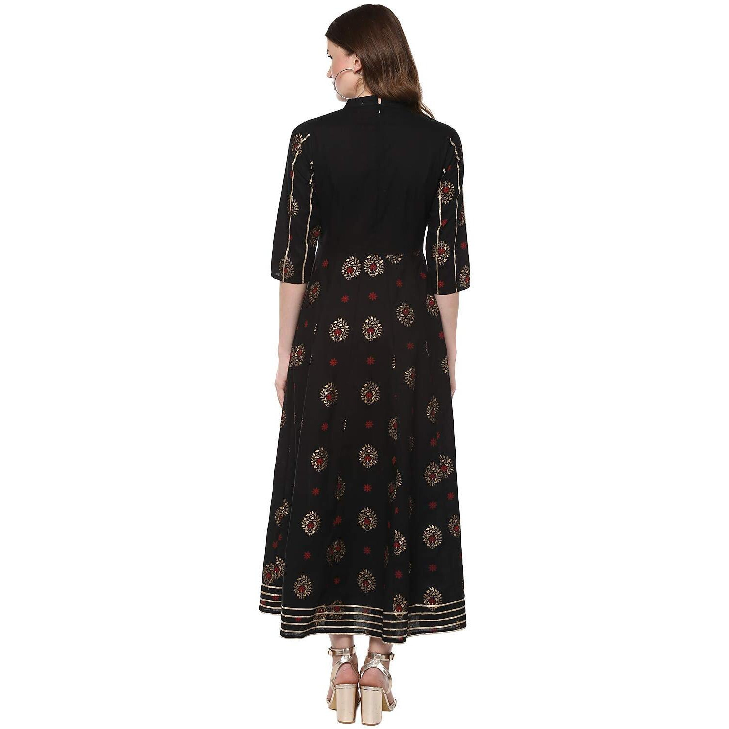 Idalia Gold Print Anarkali Kurta For Women