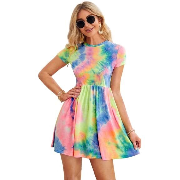 Leriya Fashion Western Dresses For Women |A-Line Knee-Length Dress | Indo Western Dress For Women| Short Dress (Large, Multi) Multicolour
