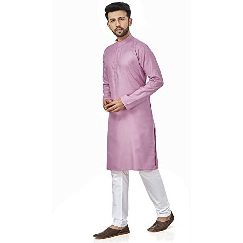Be Active 100% Cotton Stylish Trendy Solid Pattern Full Sleeve Comfortable Men's Kurta Pyjama Set Gives Rich Look Rfsk0001_33_Set_S Lavender