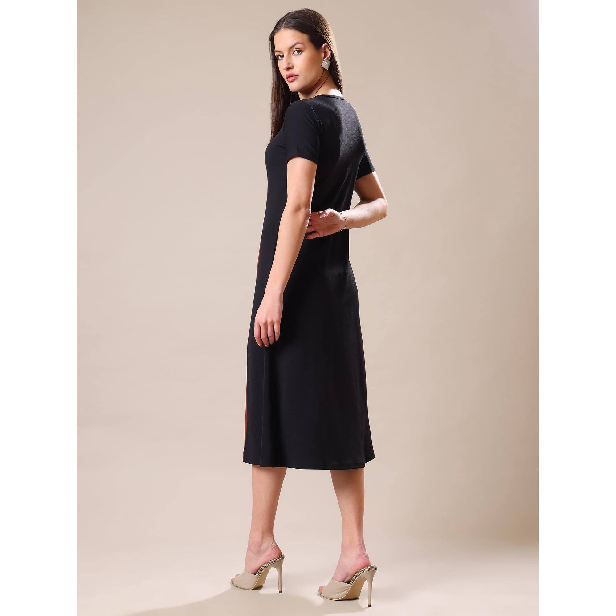 Purvaja Womens A-Line Midi Dress (Bely-173_Black_Large)