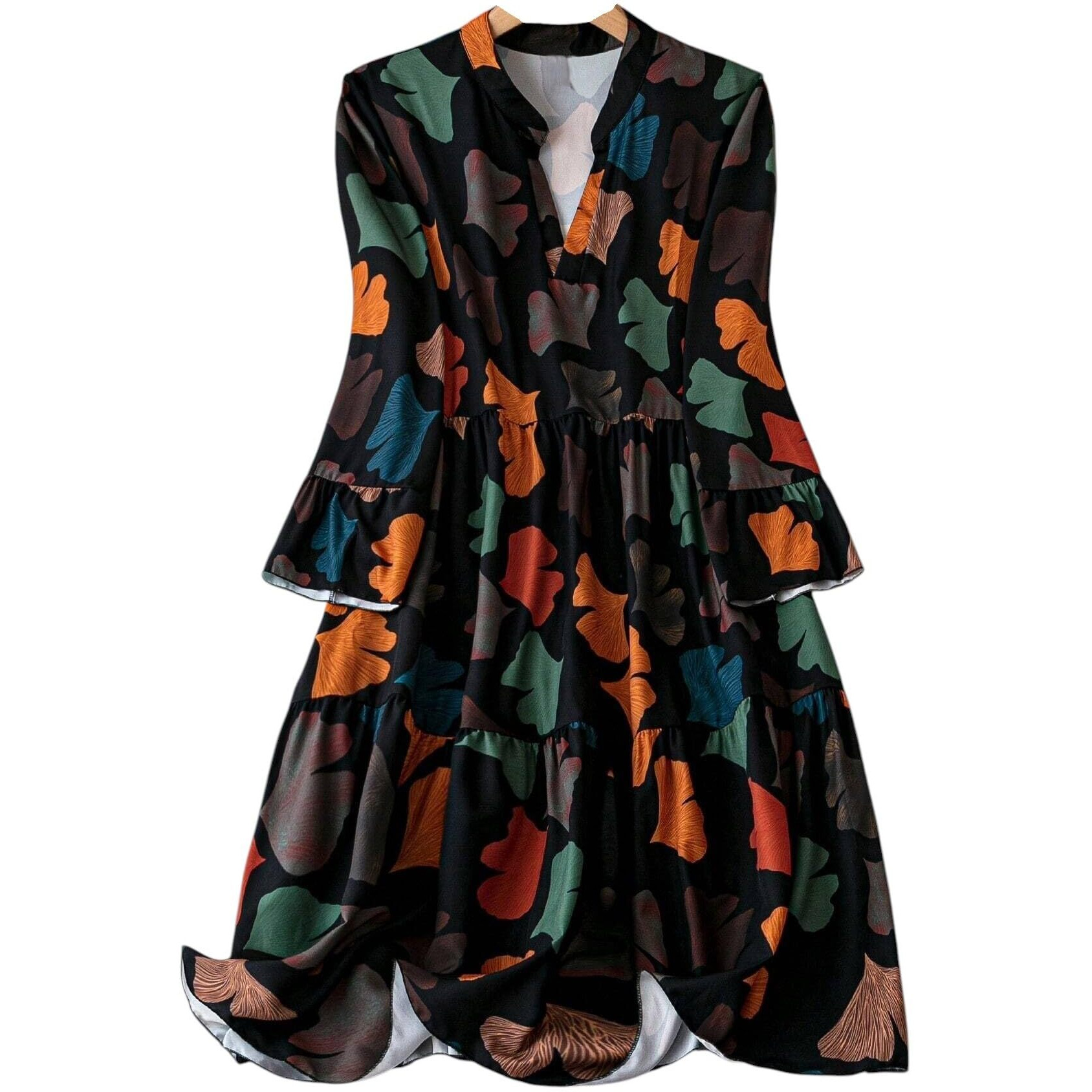 Litzo Women's Cotton A-Line Maxi Dress (L-63-M_Black