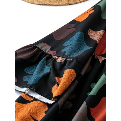 Litzo Women's Cotton A-Line Maxi Dress (L-63-M_Black