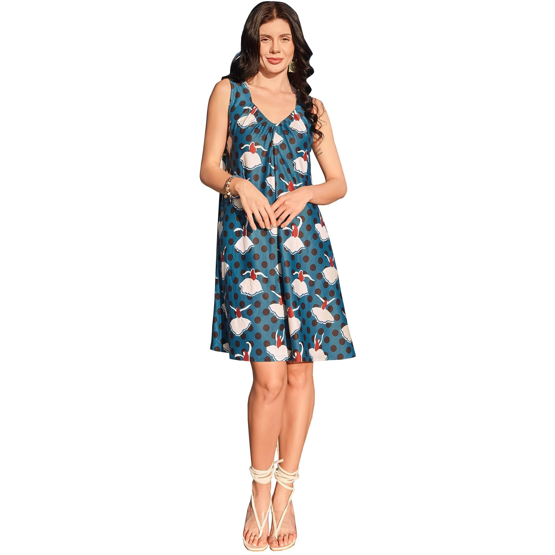 Purvaja Womens Tank Above Knee Length Dress (Wini-055-Dolly_Blue_Small)