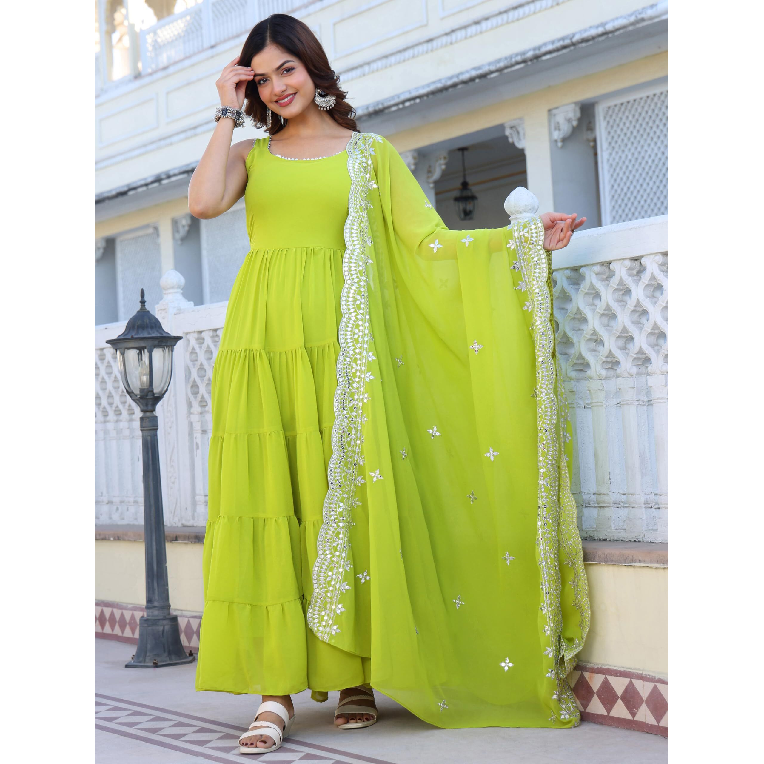 Fashion Basket Pink Georgette Anarkali Kurta For Women