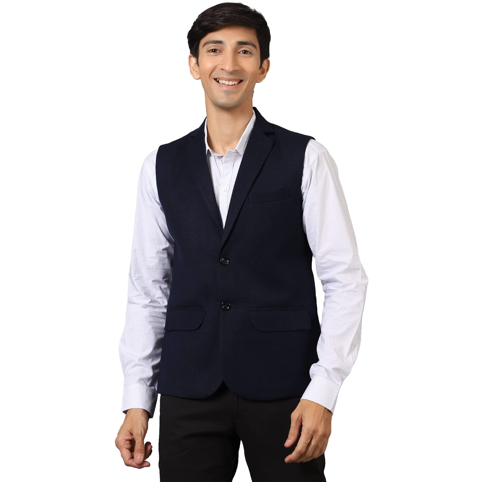 Wintage Men's Tweed Wool Blue Modi Nehru Jacket  44/Xl