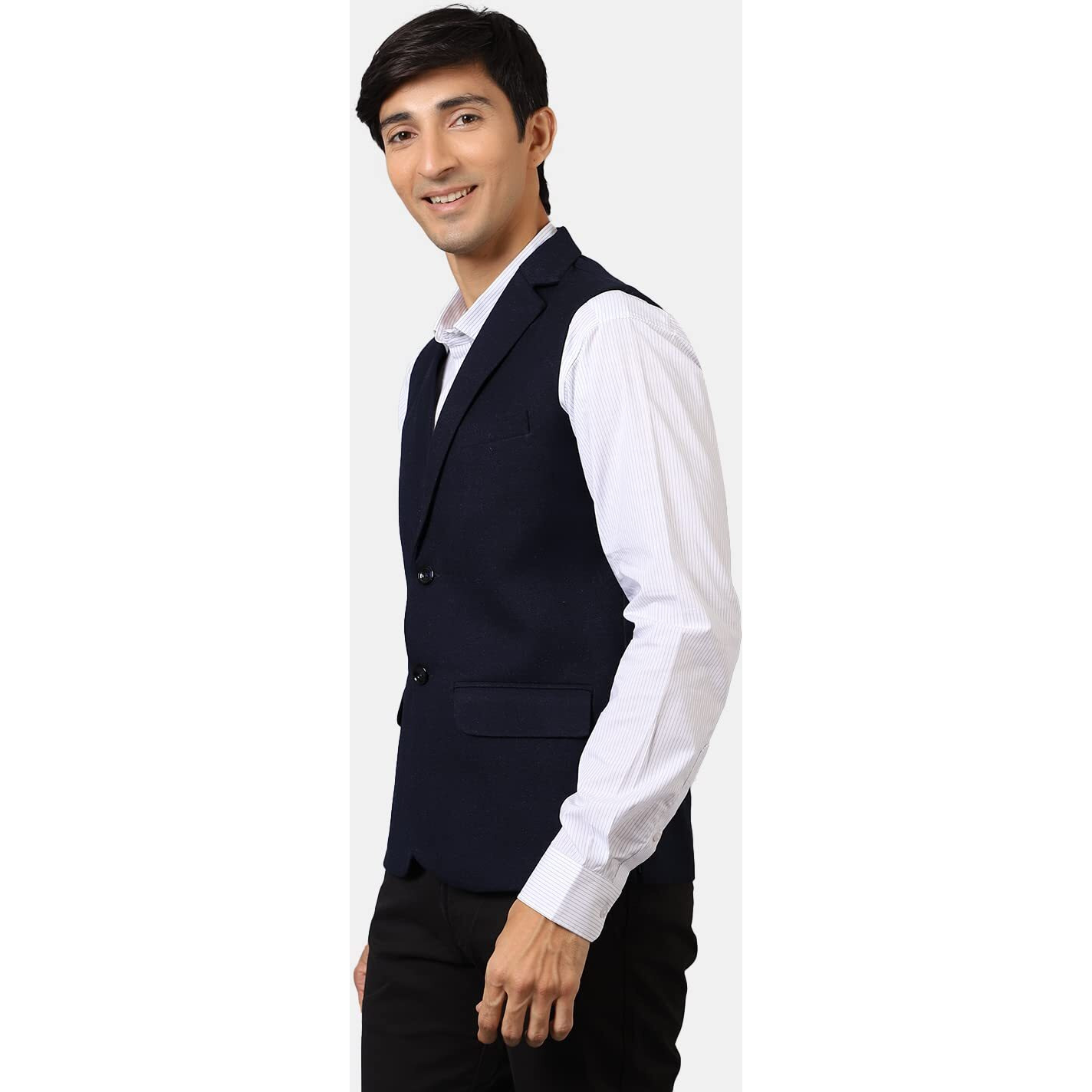 Wintage Men's Tweed Wool Blue Modi Nehru Jacket  44/Xl