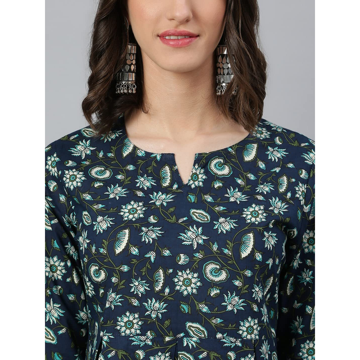 Idalia Blue And White Jaal Printed Dress