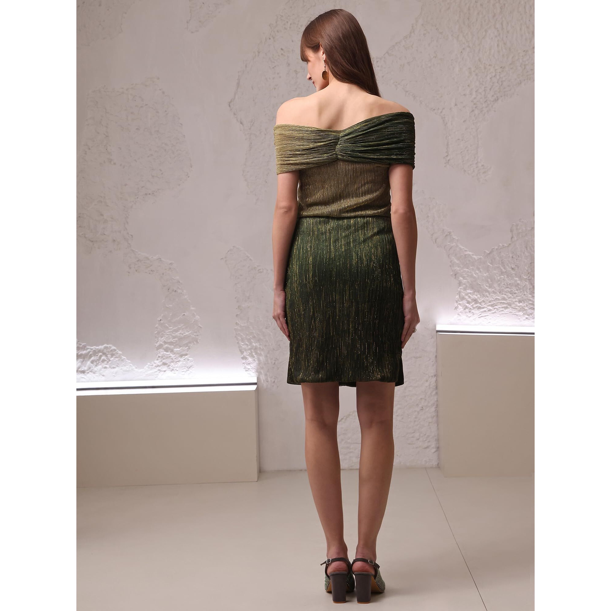 Purvaja Womens Bodycon Mini Length Dress (Wini-168_Green_Small)