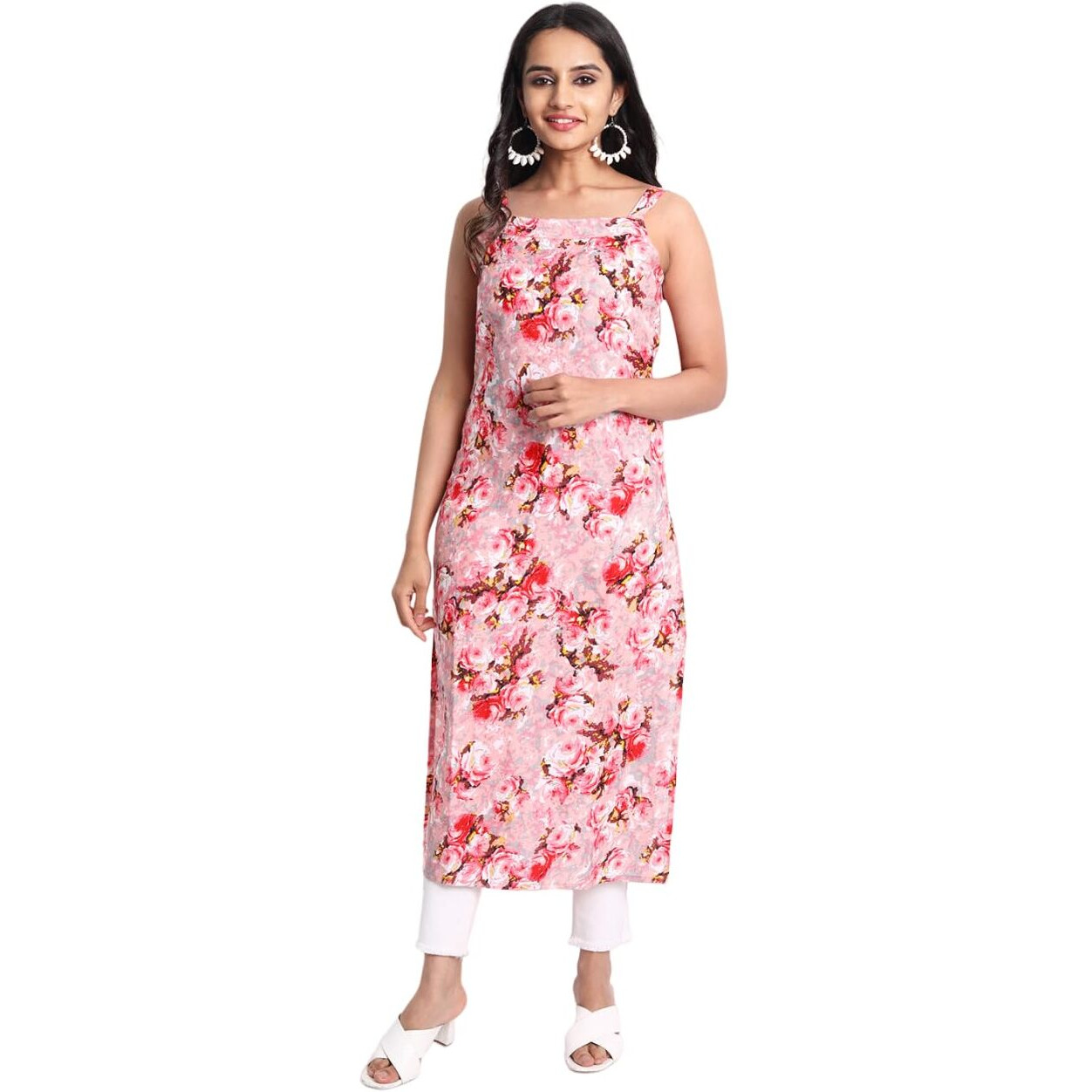 Patlani Women's Crepe Full Stitched Kurti. Light Pink