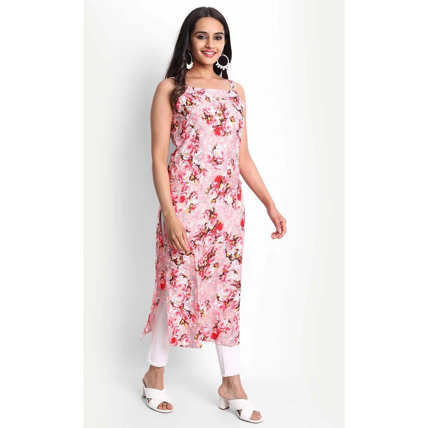 Patlani Women's Crepe Full Stitched Kurti. Light Pink
