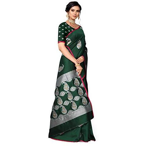 Yipsy Fashion Women's Jacquard Silk Blend Saree (Sareezm_Green)