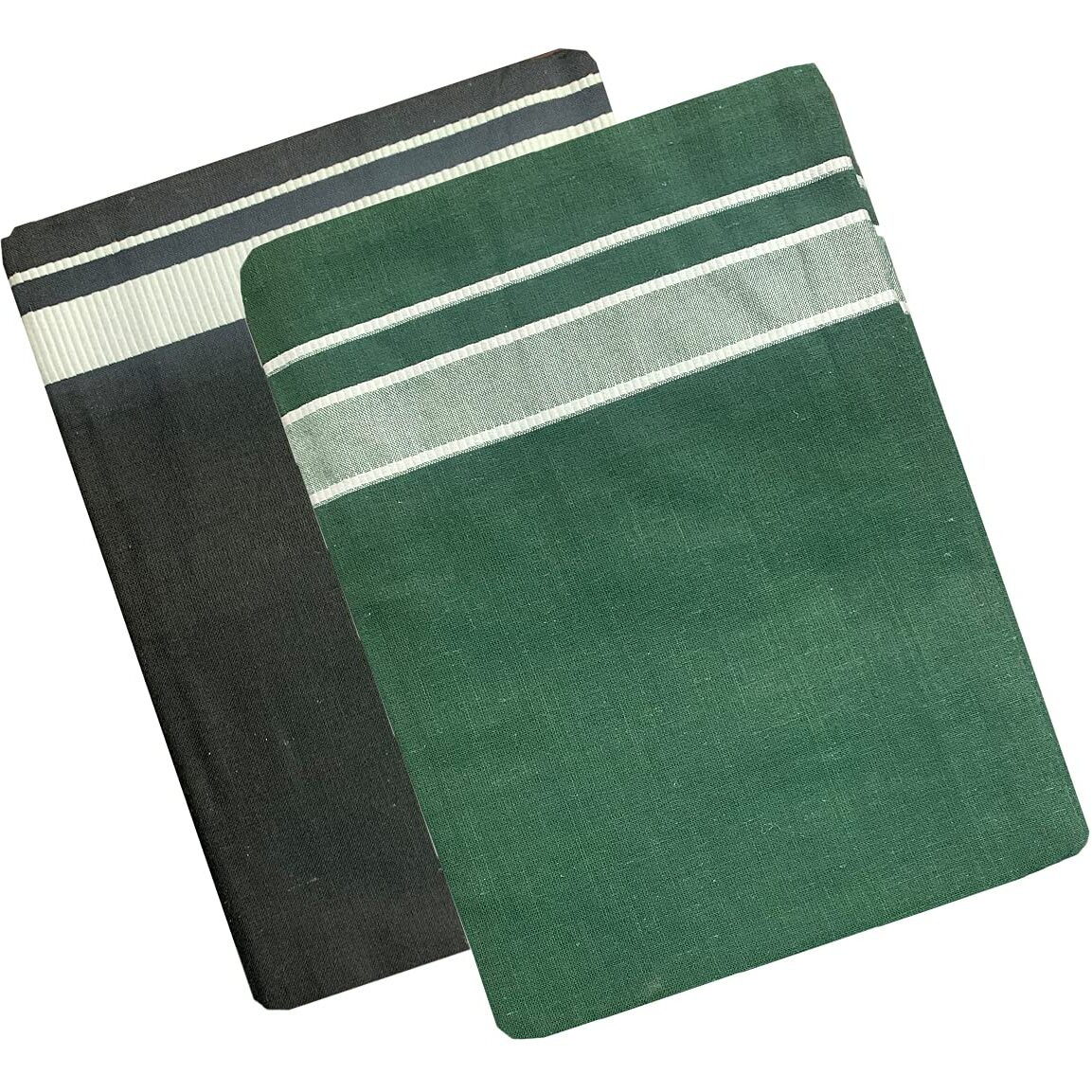 Prakasam Cotton Men's Kerala Style Premam Single (1.28X2.00 Mtrs) Colour (Pack Of 2) (Black- Oilve Green) Dhoti