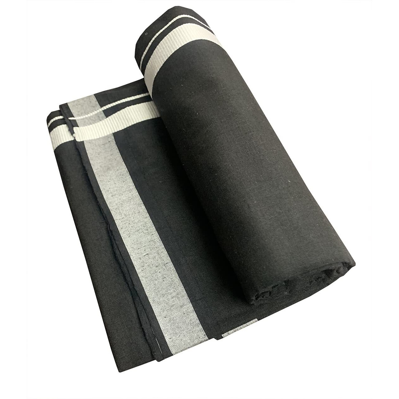 Prakasam Cotton Men's Kerala Style Premam Single (1.28X2.00 Mtrs) Colour (Pack Of 2) (Black- Oilve Green) Dhoti