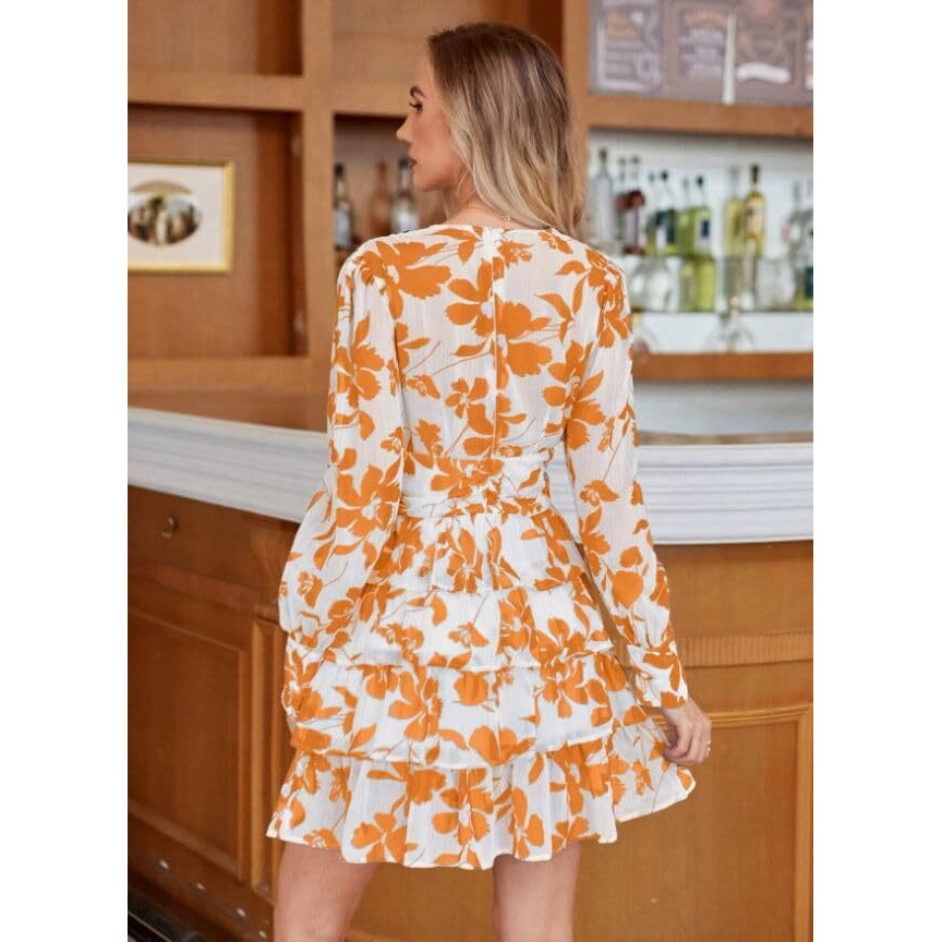 Leriya Fashion Georgette Western Above The Knee Women Party Dress (Lf-Wd1266_Orange