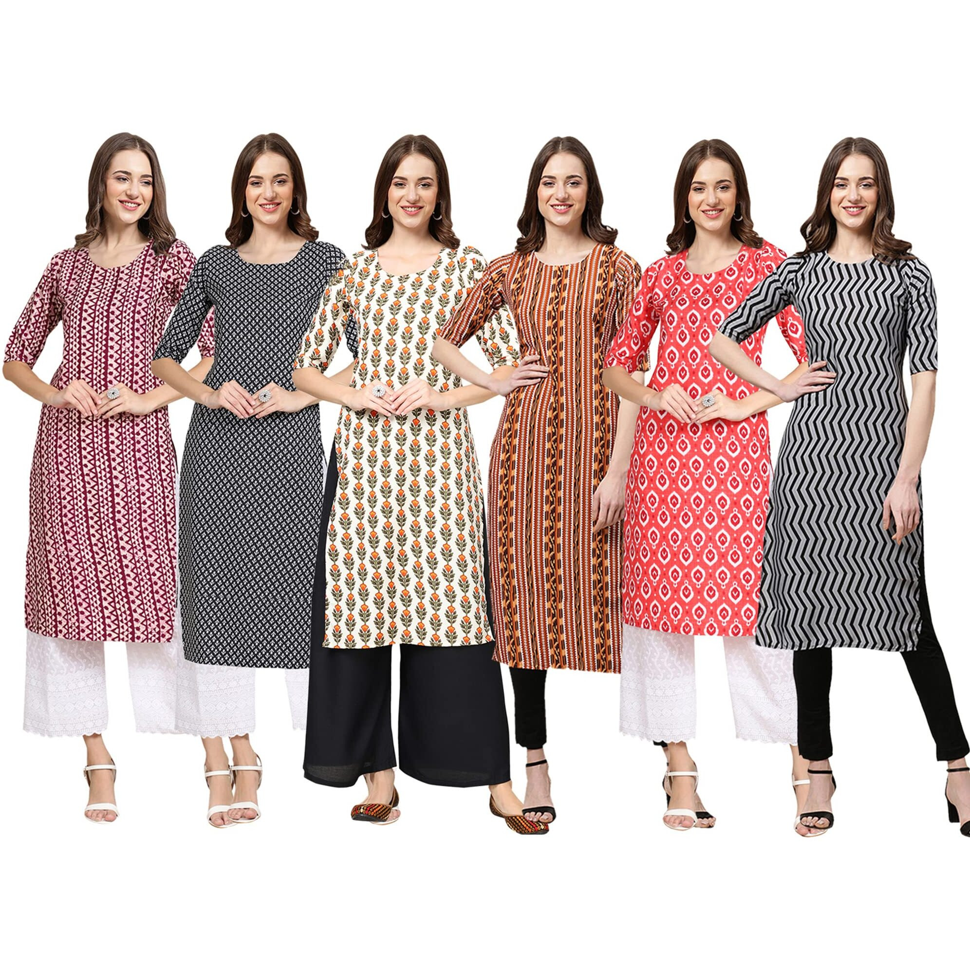 Pinkmint Women's Crepe Digital Print Straight Kurta (M-347-349-352-344-346-336-Xl)