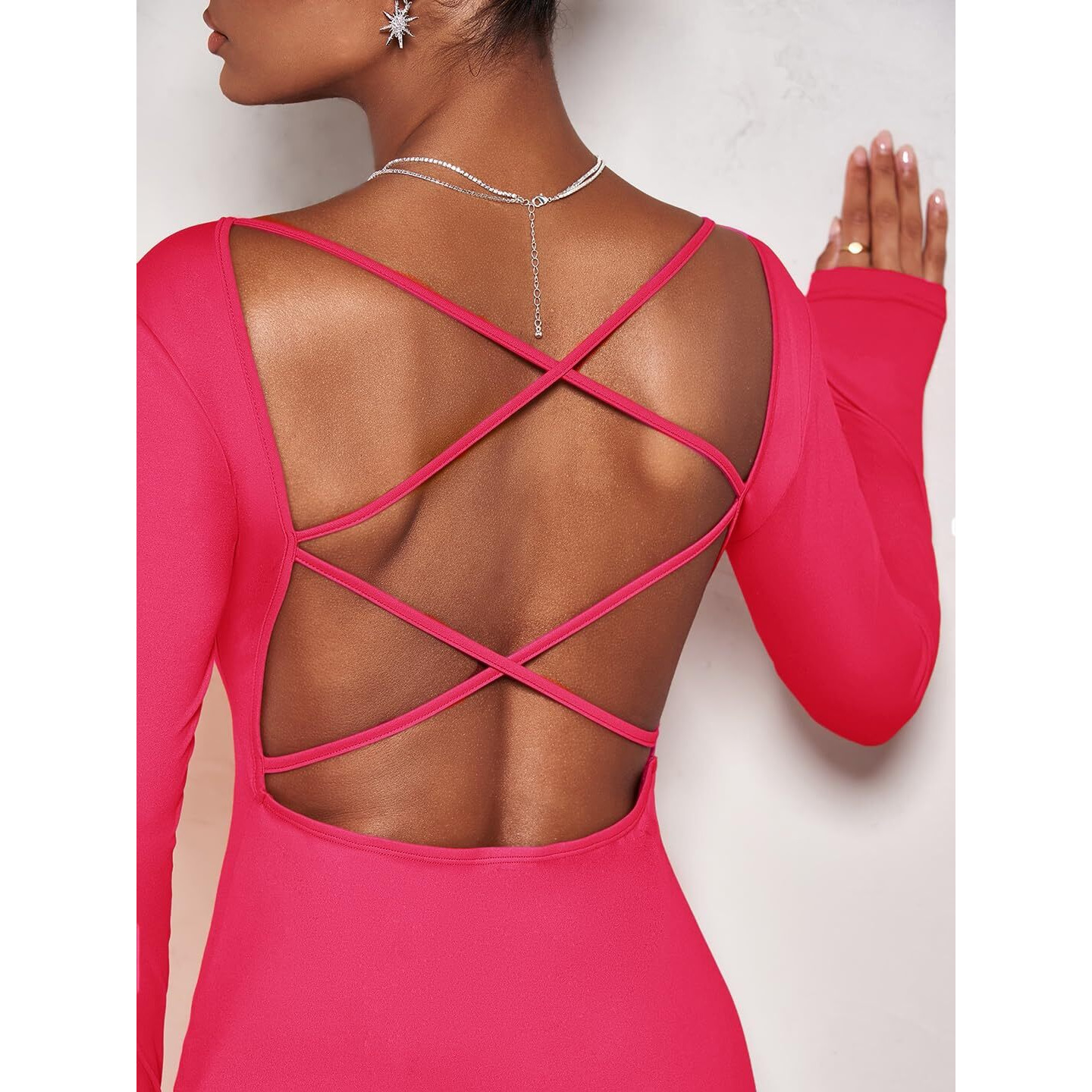 Kotty Women's Boat Neck Bodycon Dress(Pink,S)