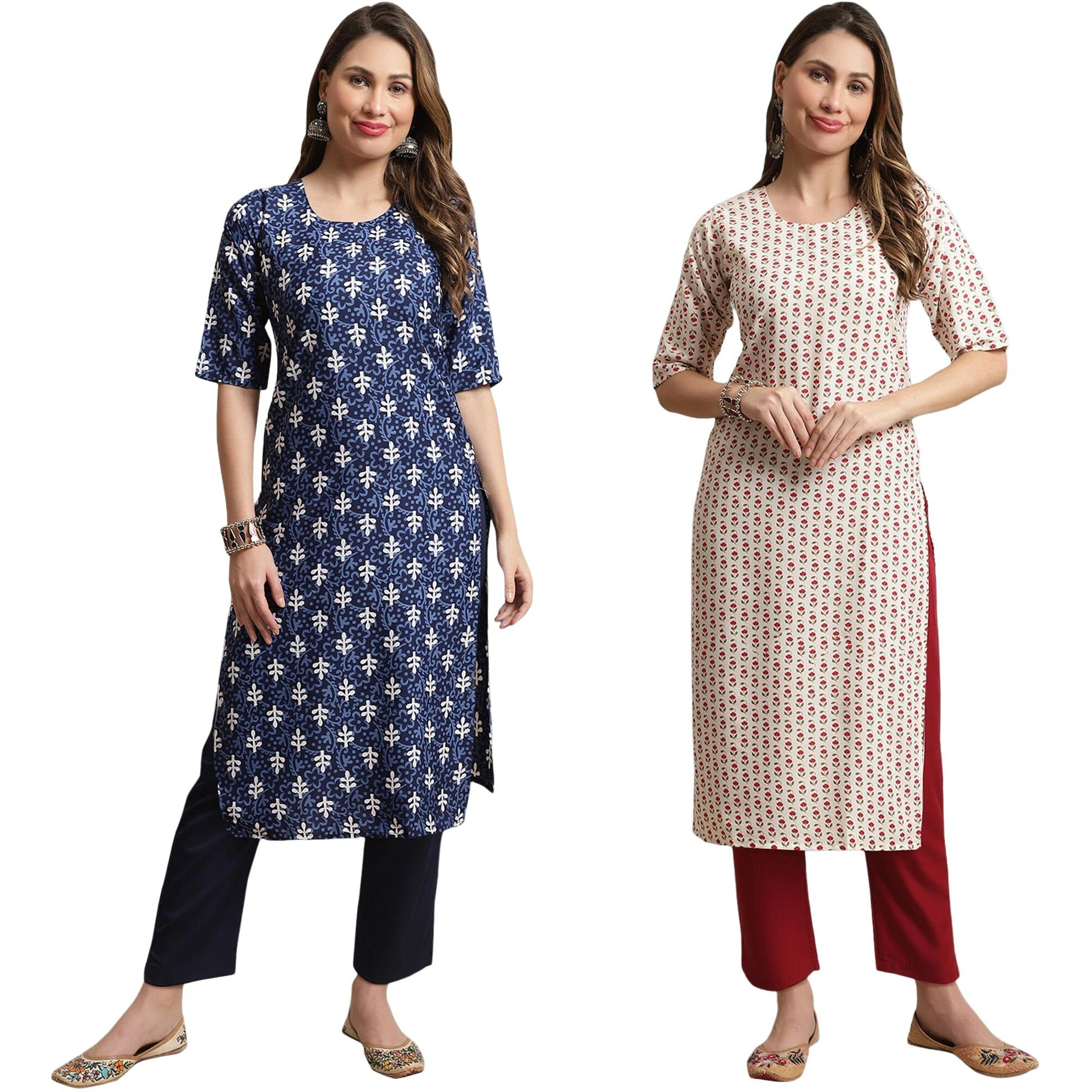Tee Projekt Printed Crepe Kurti & Pant Set For Women Festival Wear Stylish Kurta Set