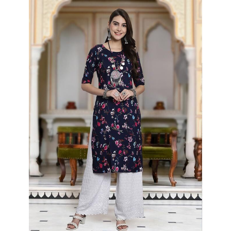 Tee Projekt Crepe Verstaile Straight Printed Kurti For Women's Ll Casual Wear Kurti (Pack Of 6)
