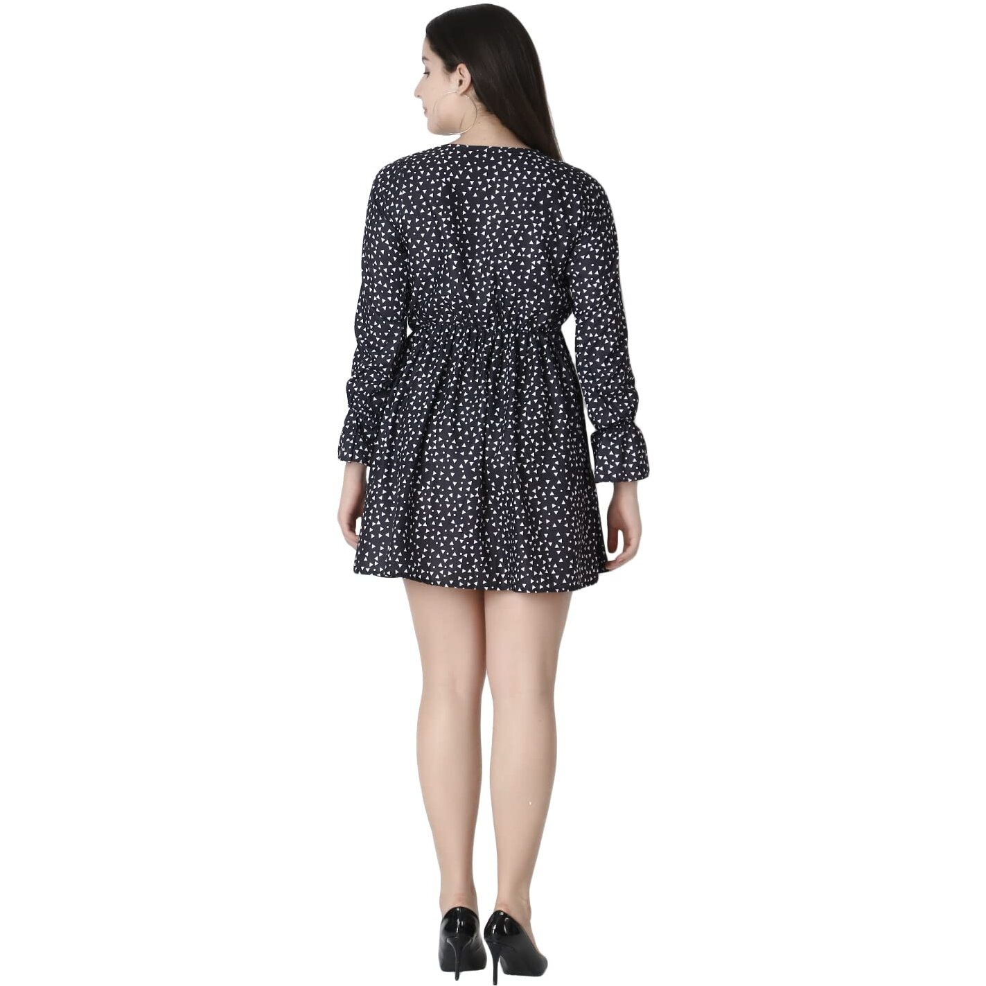 Dhruvi Trendz Women's Rayon A-Line Knee-Length Dt-Wd-1008 (Dt-Wd-1008_Black_S)