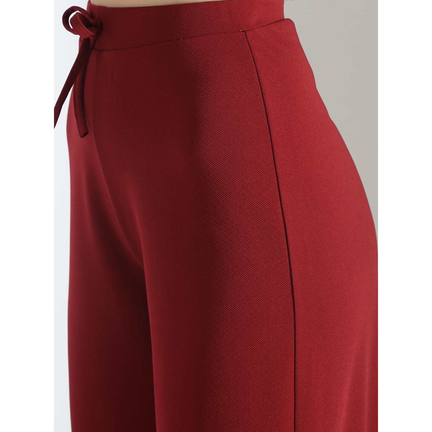 Kotty Women's Maroon Round-Neck Crop Top And Wide Leg Pant(Maroon,L)