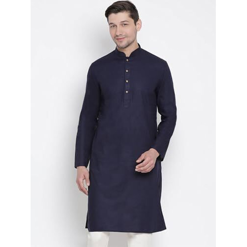 Lymio Men Kurta || Kurta For Men || Men's Cotton Blend Kurta || Long Slevee Kurta (Men-Kurta) (M, Nevy Blue)