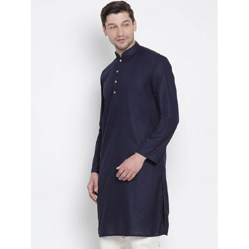 Lymio Men Kurta || Kurta For Men || Men's Cotton Blend Kurta || Long Slevee Kurta (Men-Kurta) (M, Nevy Blue)