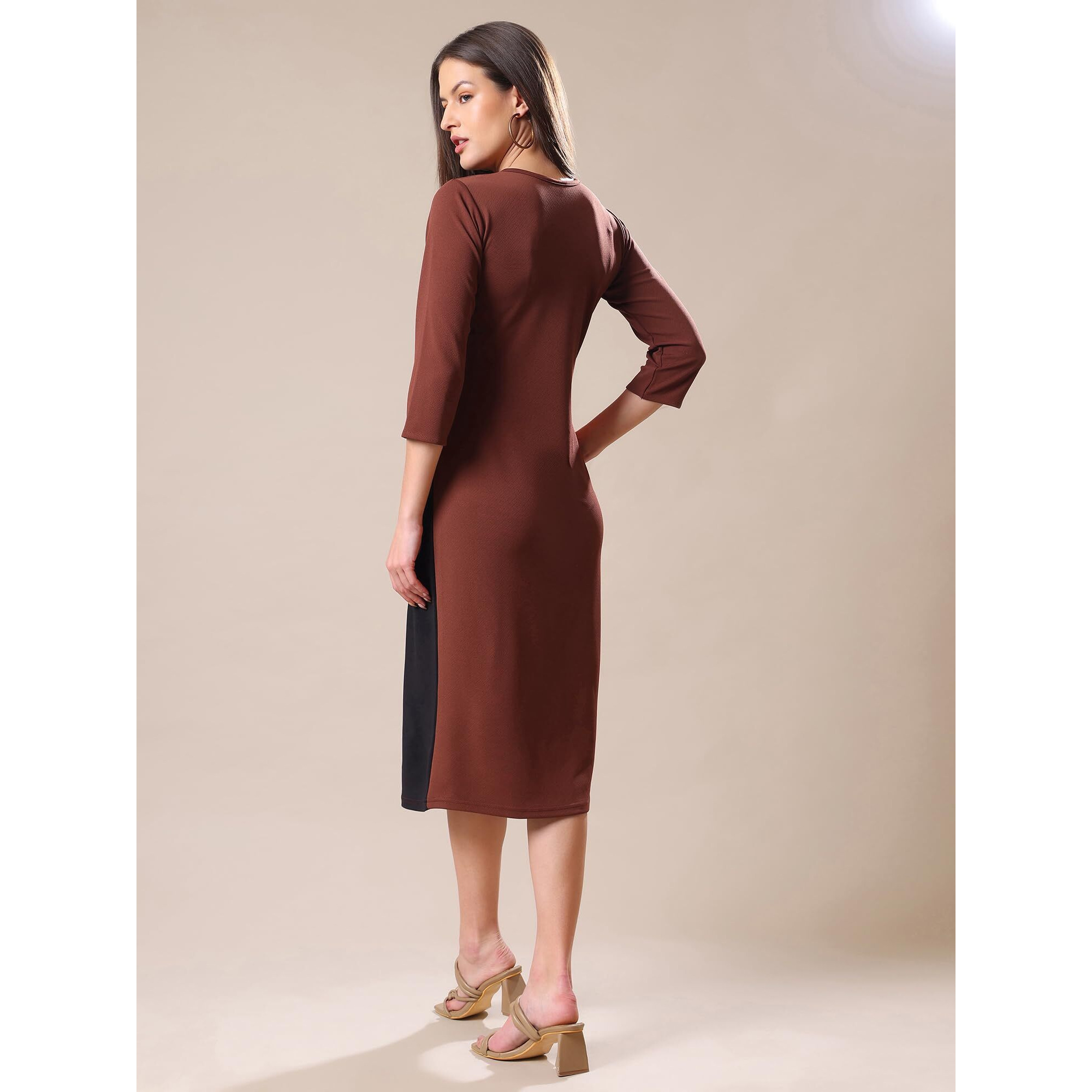 Purvaja Womens Bodycon Knee Length Dress(Lucy-342-348) (Bely-193_Xl_Black)