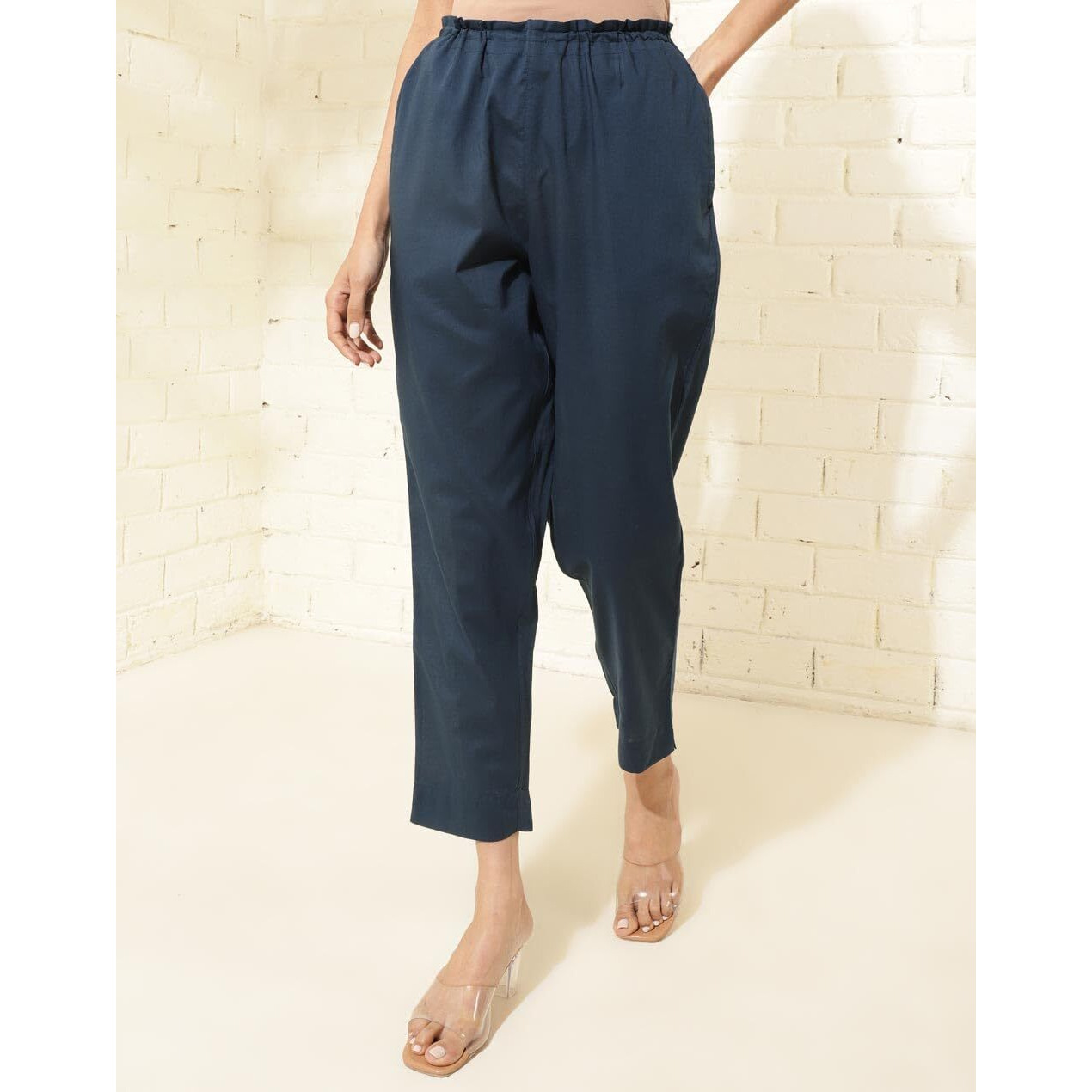 Fabindia Women's Regular Casual Pants (2124217Indigo_Indigo