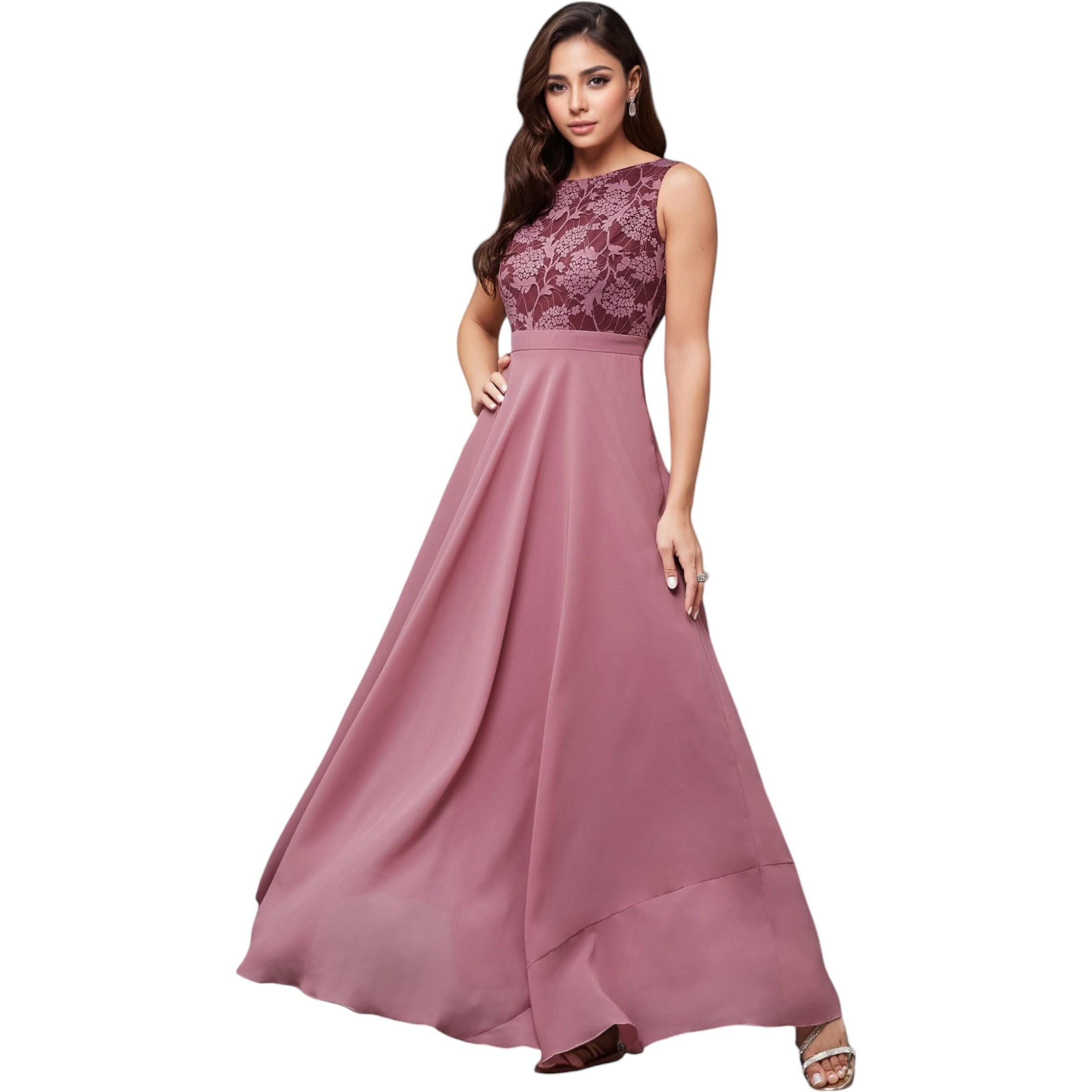 Miss Chase Women's Round Neck Sleeveless Maxi Dress (Mcaw24D96-14-196-03, Lavender, S)