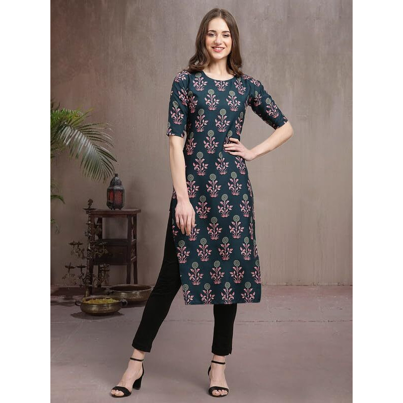 Pinkmint Elegant Printed Crepe Kurti's For Women's (Pack Of 5)
