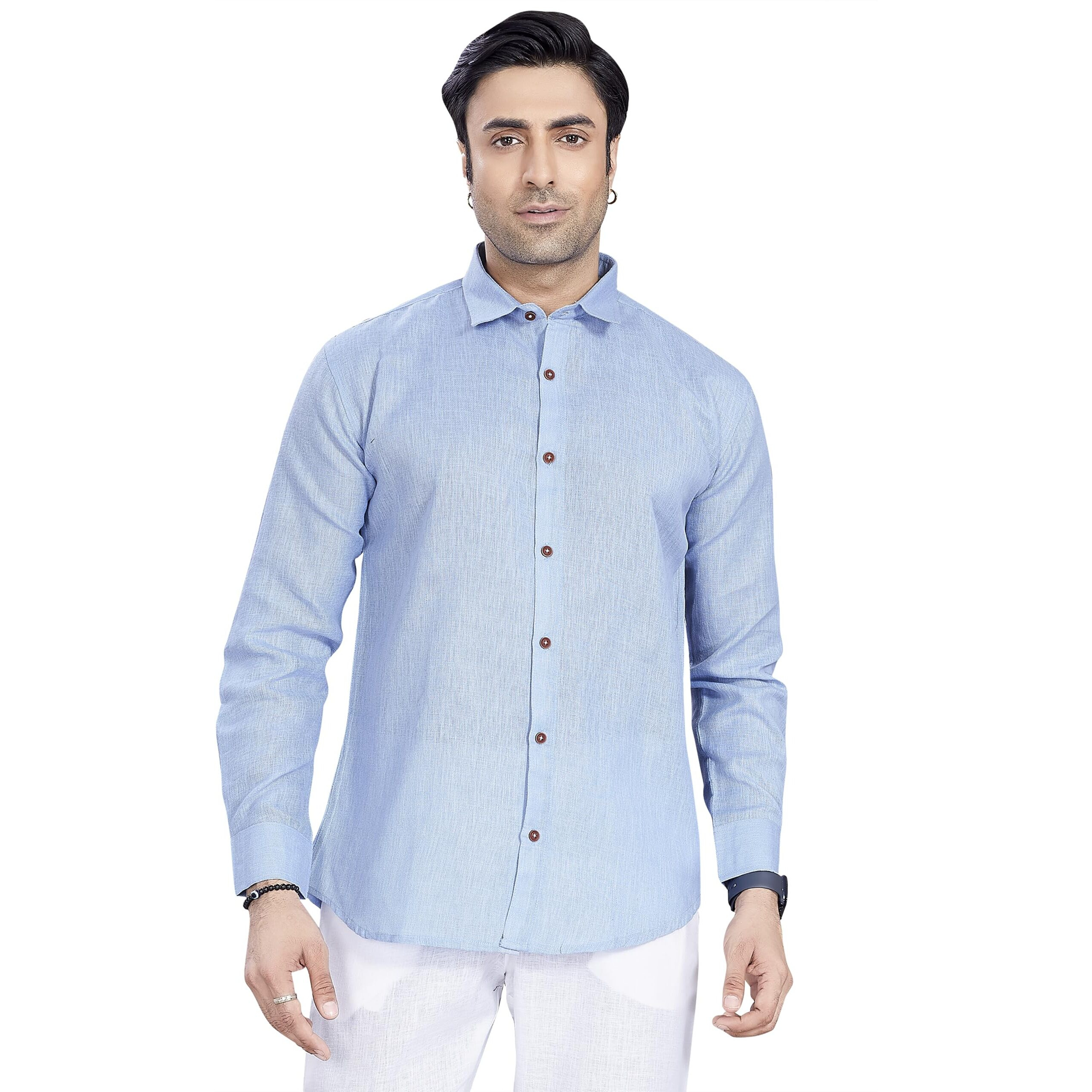 Divisive Men's Poly Linen Regular Fit Shirt (Dst103_Xxxl_Sky)