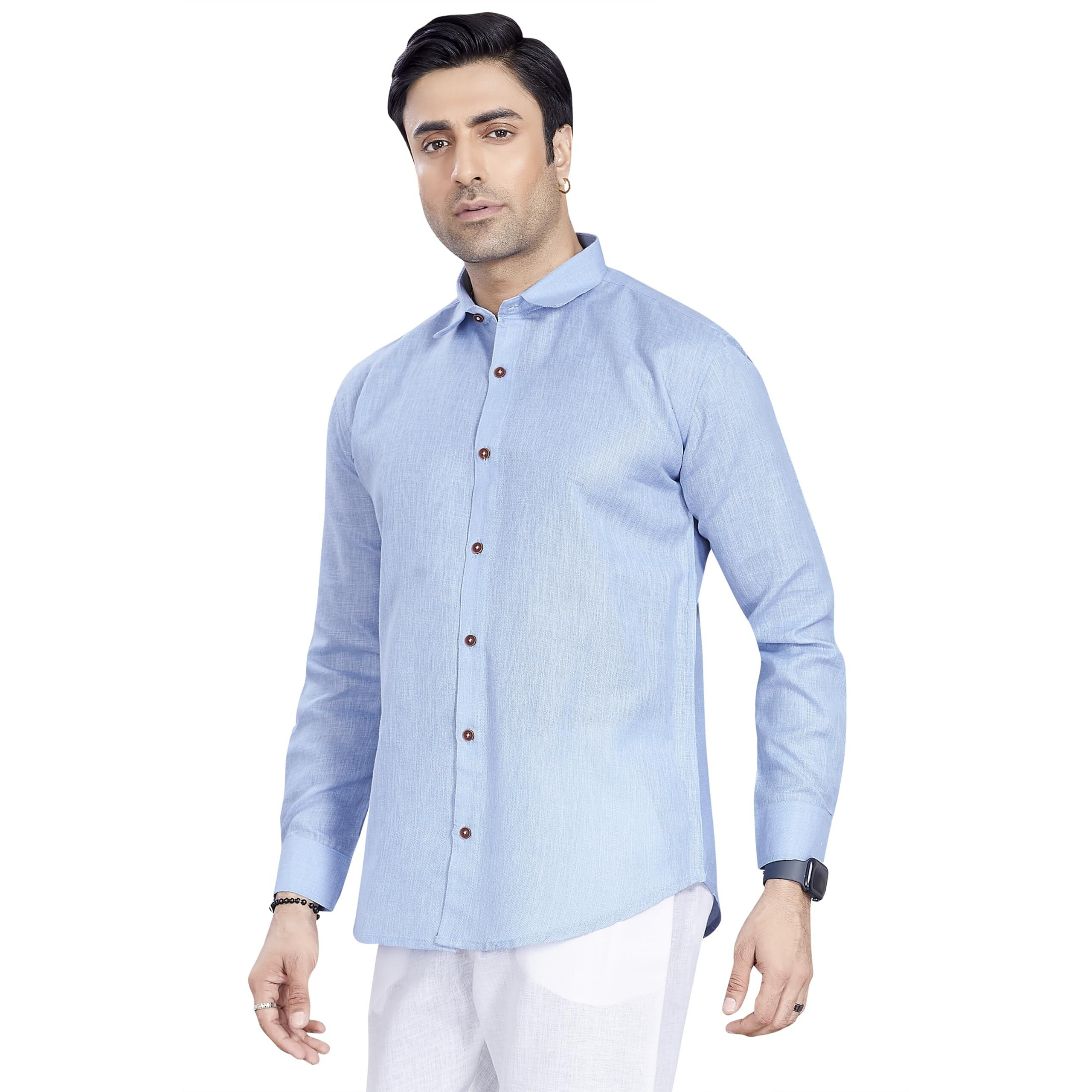 Divisive Men's Poly Linen Regular Fit Shirt (Dst103_Xxxl_Sky)