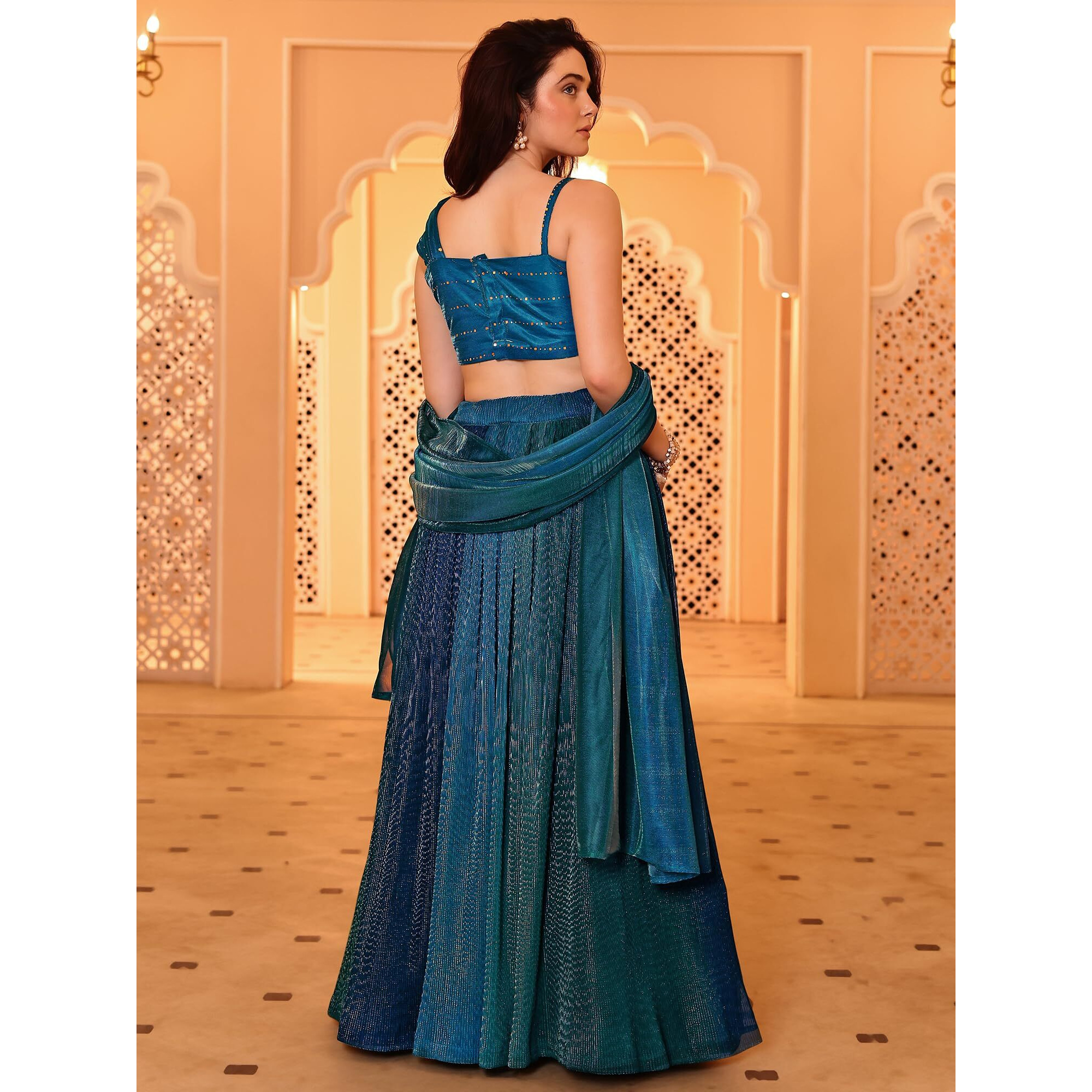 Purvaja Women Polyester Blend Semi-Stitched Lehenga Choli (Liya-Multi_Multicolour_Free Size)