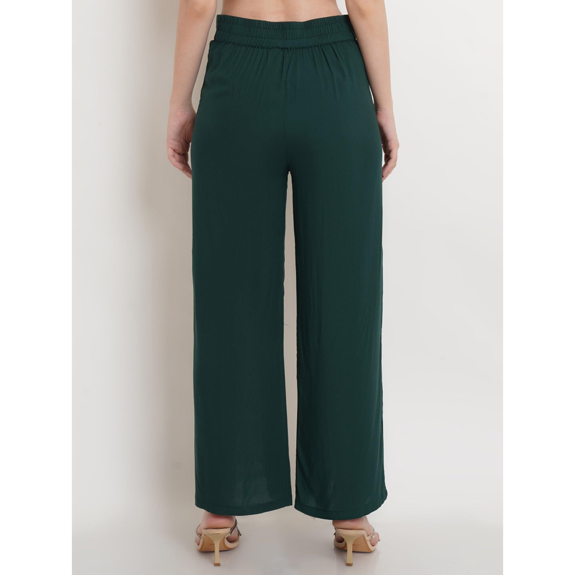 Popwings Casual Beige Floral Printed Regular Fit Palazzo For Women Palazzos For Women