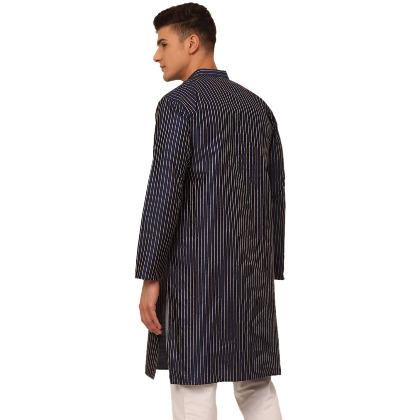 Jompers Men's Embroidered Design Kurtas (Navy, L)