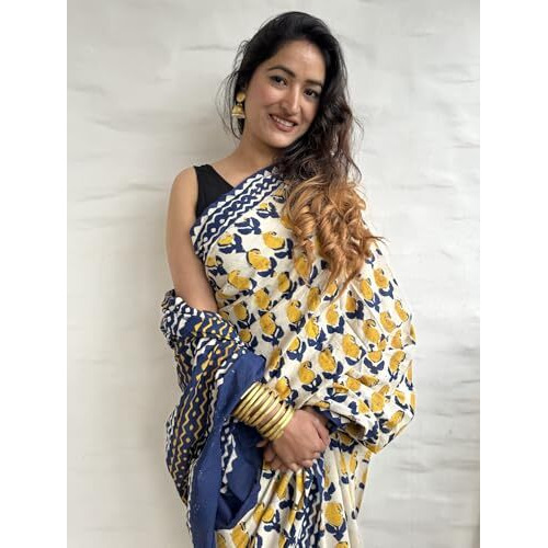 Shiv Textiles Cotton Printed Saree For Women.(Smc-St-256-Beige)