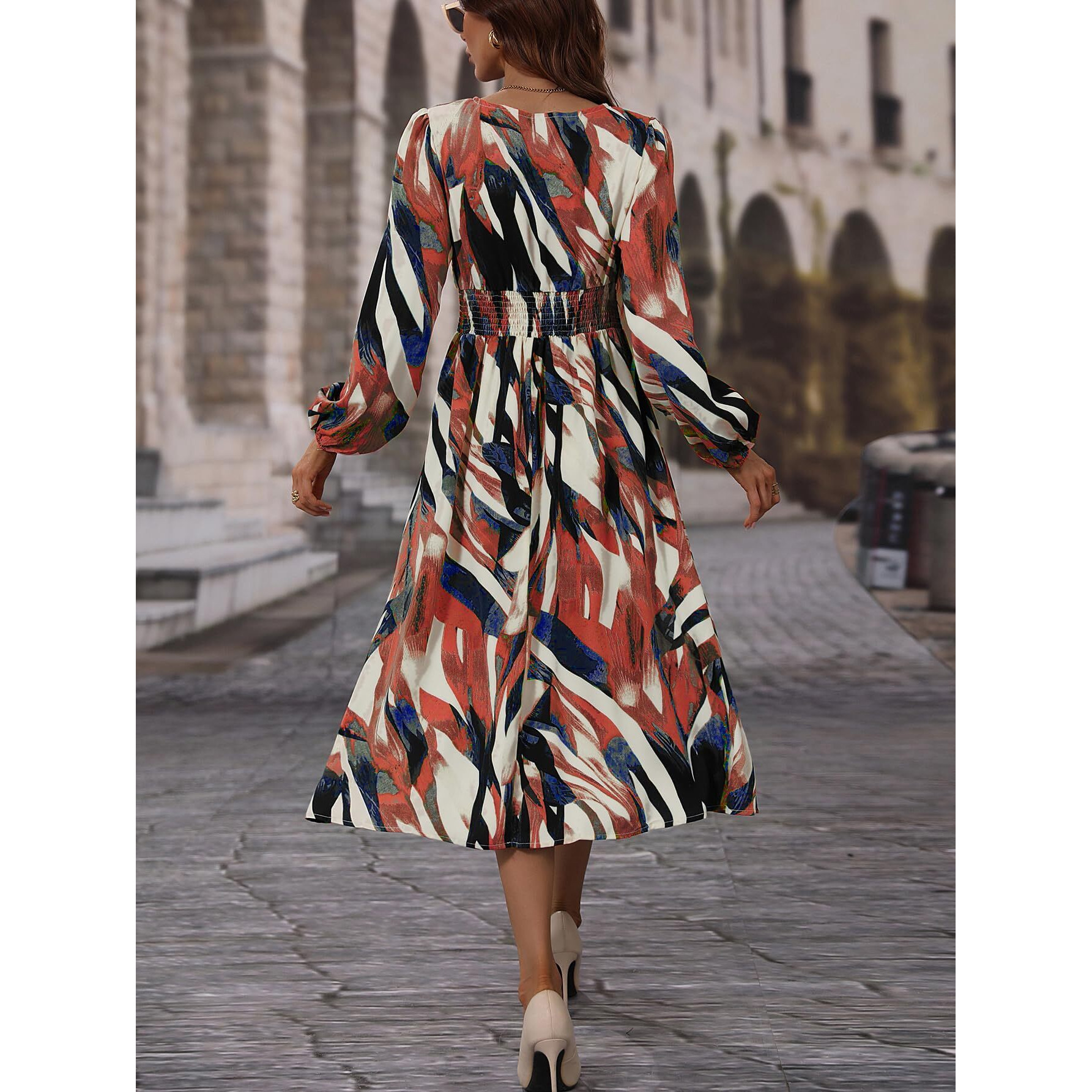 Avanova Creap Pink V-Neck Maxi Western Dresses For Women (Dress 85 Pink S)