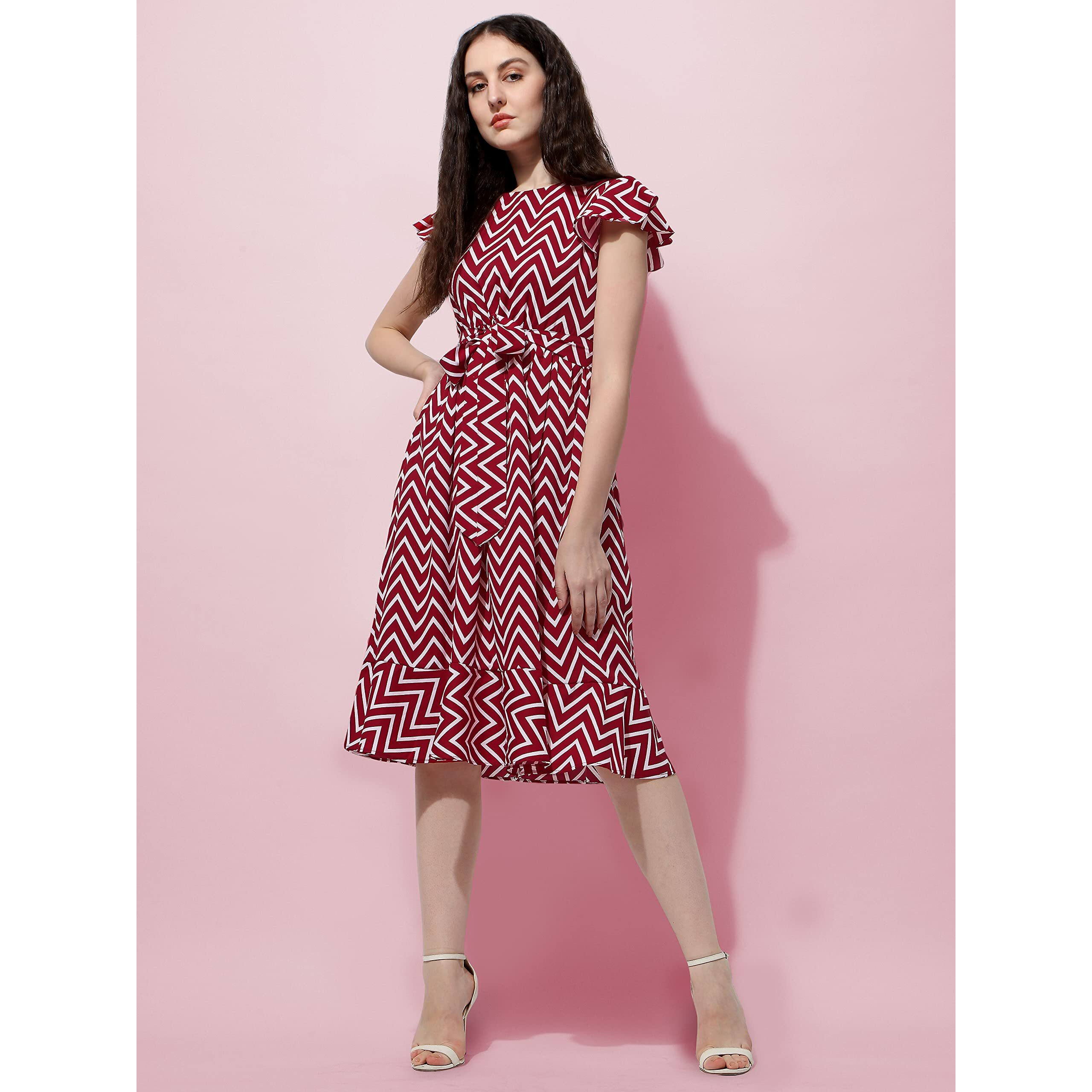 Oomph Women's Western & Fusion Wear Western Dresses For Women Red - Md507