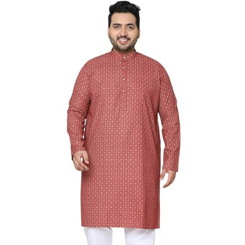 Sojanya Plus (Since 1958) Men's Cotton Linen Maroon Foil Printed Only Long Kurta