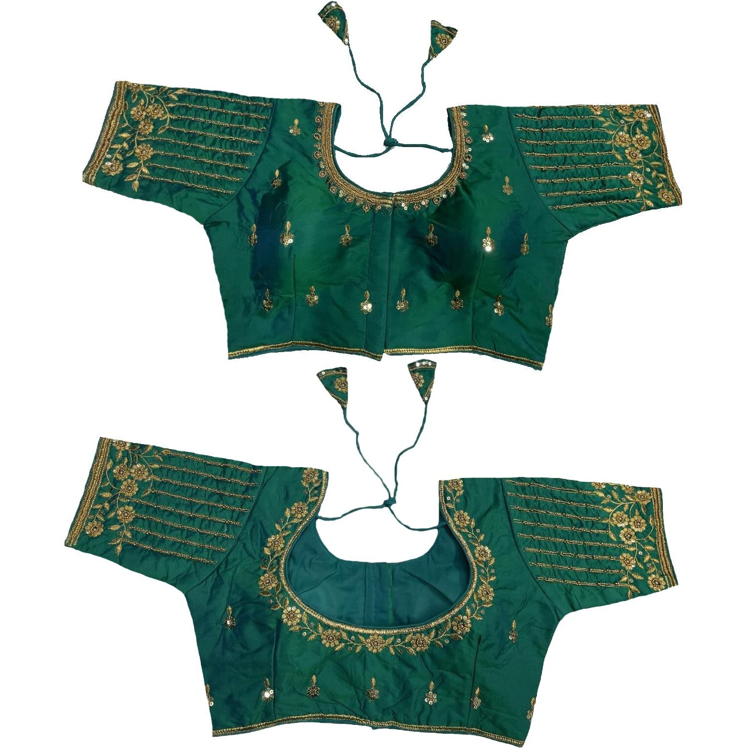 Vihu Fashion Women's Readymade Bridal Embroidery Blouse Multi Coding Maggam Work Moti Work Indian Ethnic Designer Stitched Readymade Saree Half Sleeve Rama Blouse For Women For Saree Lehenga Choli