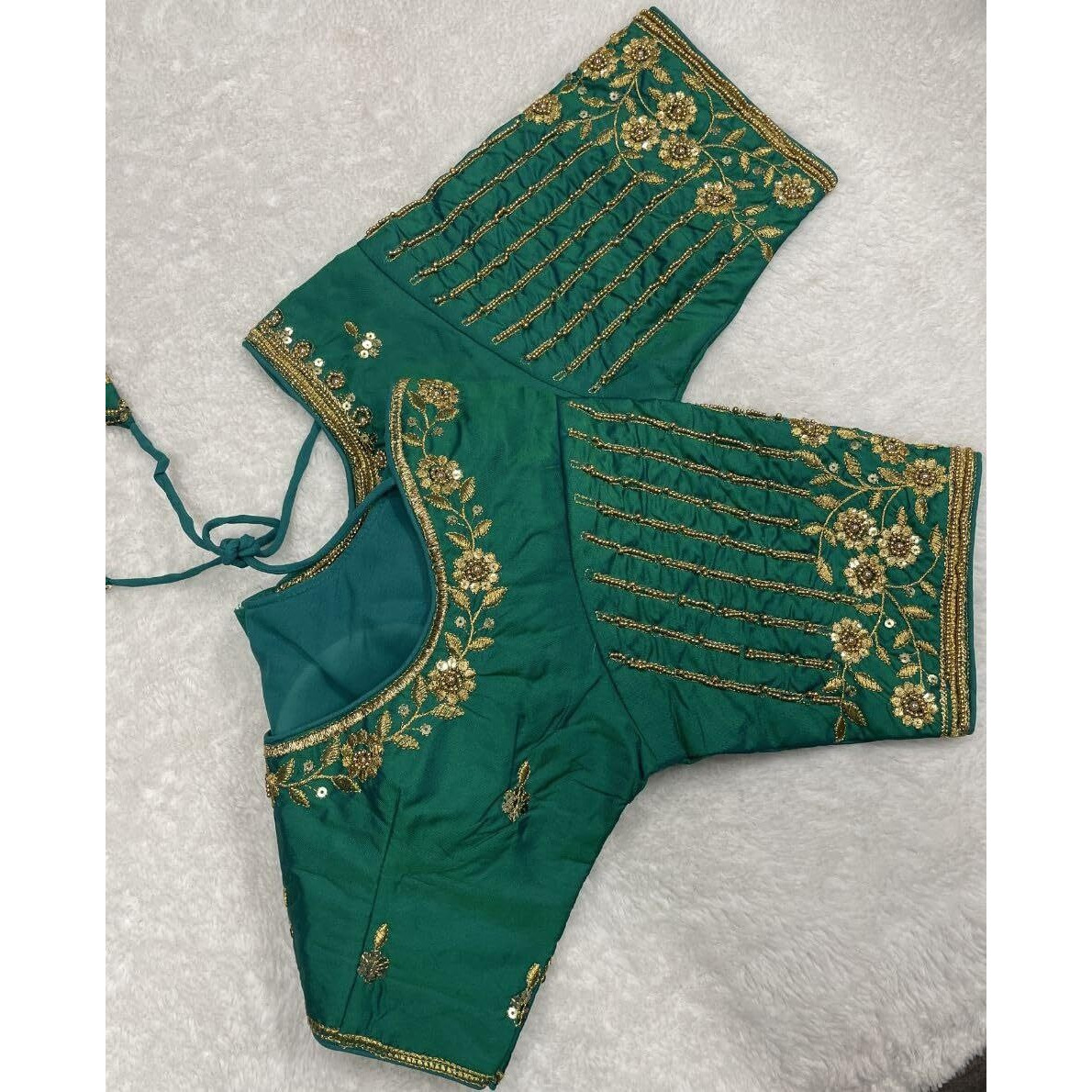 Vihu Fashion Women's Readymade Bridal Embroidery Blouse Multi Coding Maggam Work Moti Work Indian Ethnic Designer Stitched Readymade Saree Half Sleeve Rama Blouse For Women For Saree Lehenga Choli