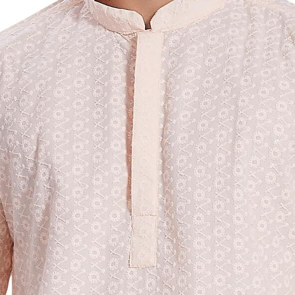 Divisive Men's Sequince Embroidered Cotton Blend Only Slim Fit Kurta (Dkrt1121_4Xl_Peach)