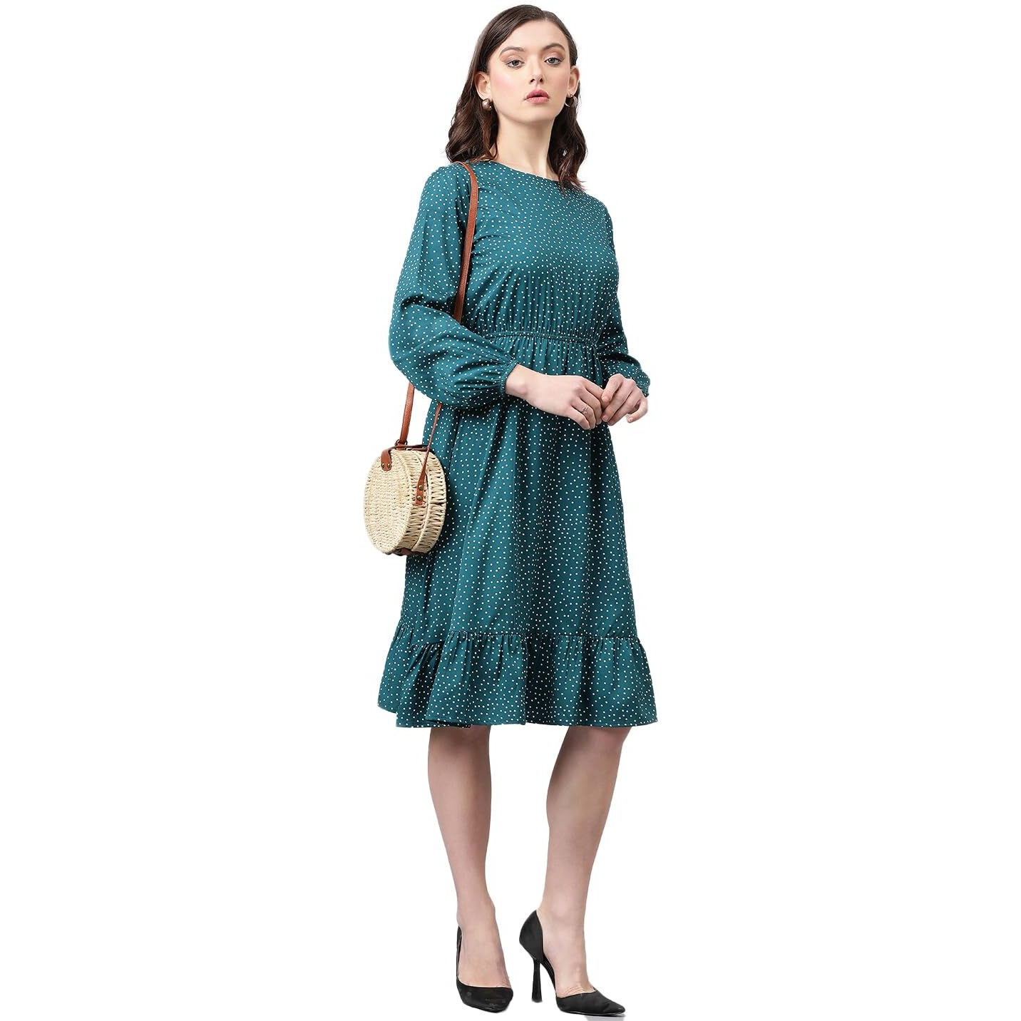 Kotty Women's Fit And Flare Dark Green Dress