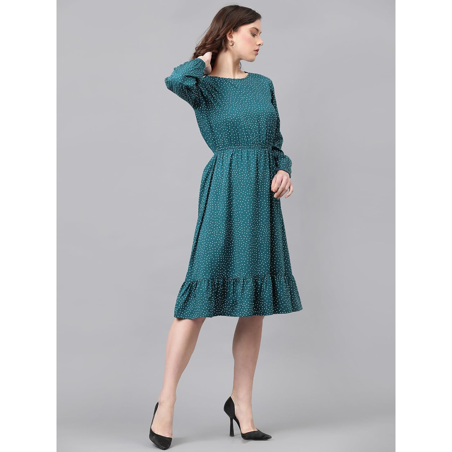 Kotty Women's Fit And Flare Dark Green Dress