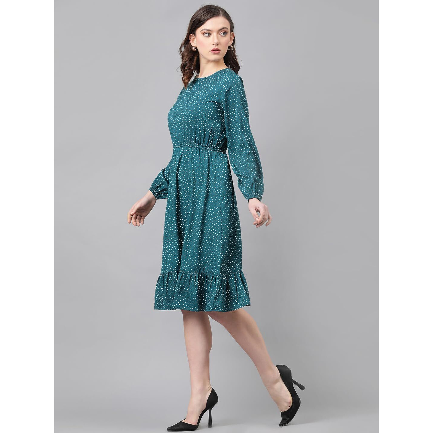 Kotty Women's Fit And Flare Dark Green Dress