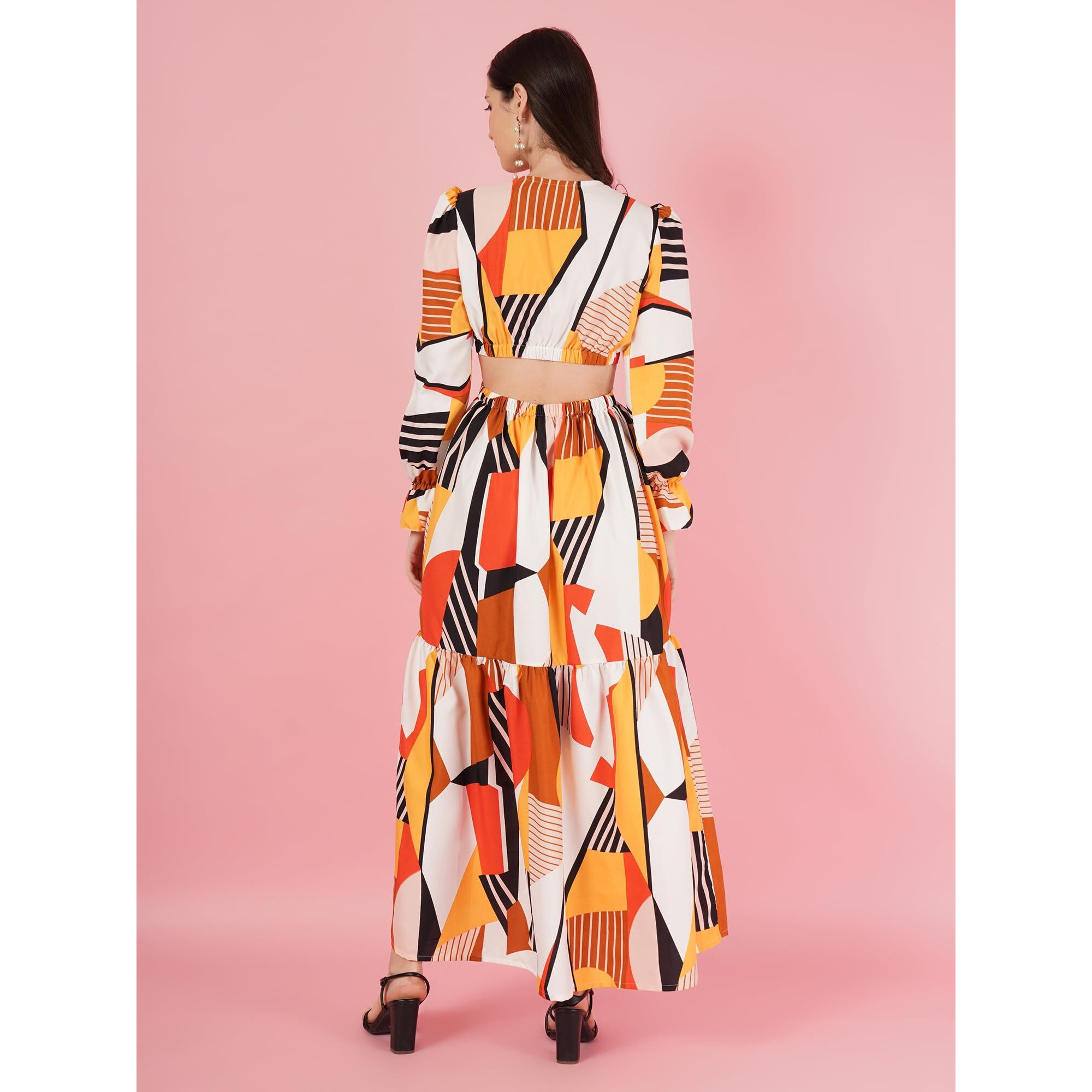 Kzully | Chic Vibes Embrace The Trend With The V Neck Fit & Flare Waist Cutout Dress White-Red