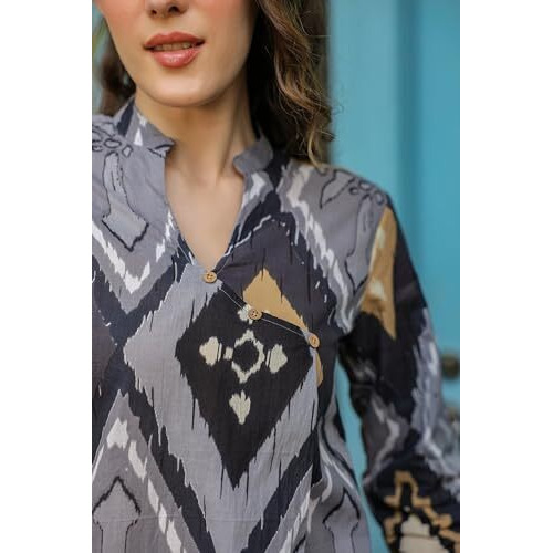 Nermosa Women Co-Ords Set For Women | Kurta Sets | Kurta Pant Set | Coordinate Set | Summer Suit | Printed Short Kurti With Pant Set (In, Alpha, Xl, Grey)