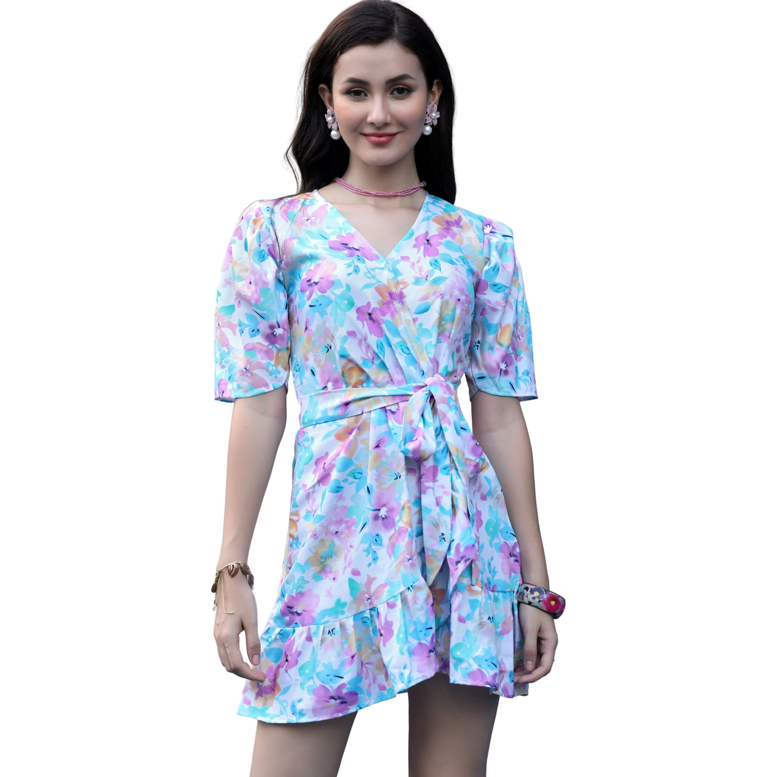 Om Sai Latest Creation Western Dresses For Women |A-Line Knee-Length Dress | Indo Western Dress For Women| Short Dress (Xxx-Large, Blue)